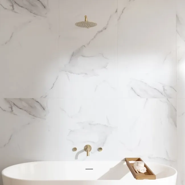 Trepanel Aqua Luxe® Bold Carrara Marble Effect Satin Embossed SPC Wall Panel 4 Pack ( Covers 2.80 SQM)