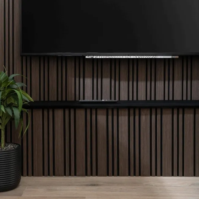 Trepanel Design® Walnut Brown Multi-Width Acoustic Wood Wall Panels