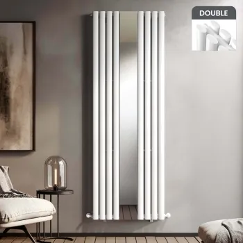 Marseille White Double Vertical Mirror Radiator 1800x620mm