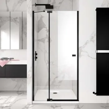 Vienna Matt Black Easy Clean 8mm Hinged Shower Door 1100mm