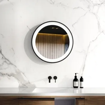 Mollie Black Framed Round Illuminated LED Mirror 500mm