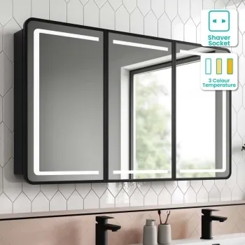 Olivia Black Framed Illuminated LED Mirror Cabinet 710x1200mm