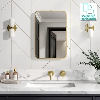 Essence Brushed Brass Rectangular Bathroom Mirror 600x400mm
