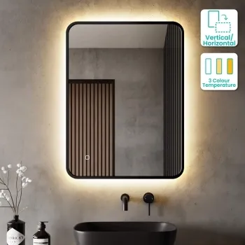 Mila Black Framed Backlit llluminated LED Mirror 800x600mm