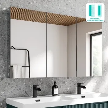 Esme Matt Black Recessed Mirror Cabinet 700x1200mm