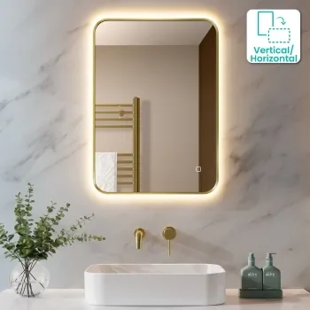 Nina Brushed Brass Backlit Illuminated LED Mirror 700x500mm