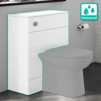 100% Waterproof - Harper Gloss White PVC Back To Wall Toilet Unit 600mm