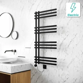Madrid Electric Matt Black Designer Heated Towel Rail 1200x600mm
