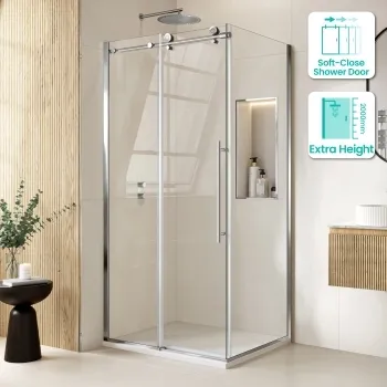 Prague 8mm Soft Closing Sliding Shower Enclosure 1100x900mm
