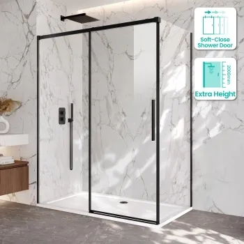 Lisbon Matt Black 8mm Sliding Shower Enclosure 1600x700mm