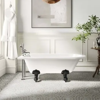 Abingdon 1500mm Single Ended Roll Top Bath - Black Ball Feet
