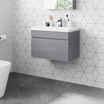 Trent Stone Grey Wall Hung Basin Drawer Vanity 600mm