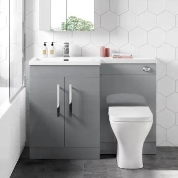 Avon Stone Grey Combination Vanity Basin and Atlanta Toilet 1100mm - Left Handed