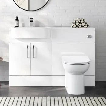 Harper Gloss White Combination Vanity Basin and Aruba Toilet 1200mm - Left Handed
