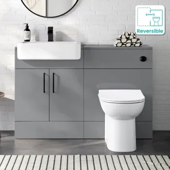 Harper Stone Grey Combination Vanity Basin and Aruba Toilet 1200mm - Black Accents