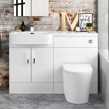 Harper Gloss White Combination Vanity Basin and Boston Toilet 1200mm - Left Handed