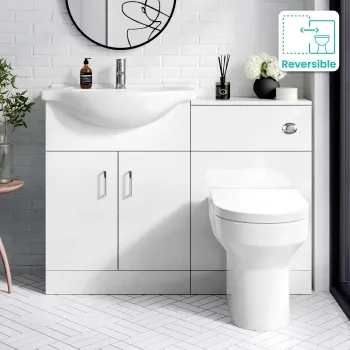 Quartz Gloss White Combination Vanity Basin and Denver Toilet 1150mm