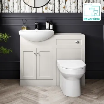 Capri Cotton White Combination Vanity Basin and Miami Toilet 1050mm - Chrome Handles