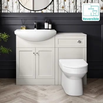Capri Cotton White Combination Vanity Basin and Miami Toilet 1150mm - Chrome Handles