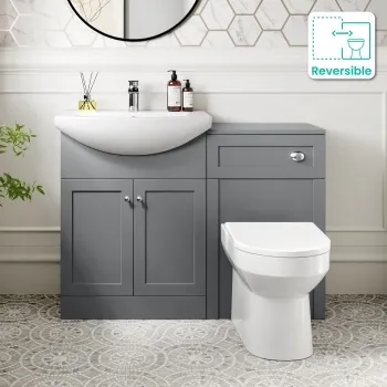 Capri Fog Grey Combination Vanity Basin and Miami Toilet 1150mm - Chrome Handles