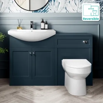 Capri Navy Blue Combination Vanity Basin and Miami Toilet 1350mm - Chrome Handles