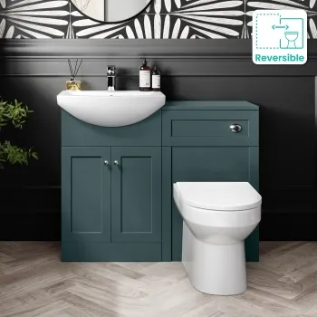 Capri Mystic Green Combination Vanity Basin and Miami Toilet 1050mm - Chrome Handles