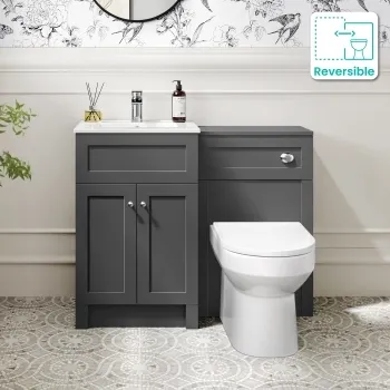Milos Slate Grey Combination Vanity Basin and Miami Toilet 1000mm - Chrome Handles