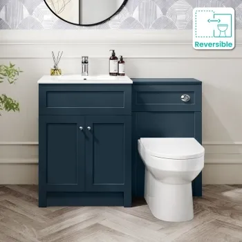 Milos Navy Blue Combination Vanity Basin and Miami Toilet 1100mm - Chrome Handles