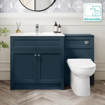 Milos Navy Blue Combination Vanity Basin and Aruba Toilet 1300mm - Chrome Handles