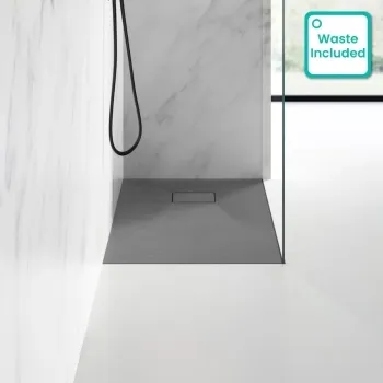 Berlin Rectangular Dark Grey Slate Effect SMC Composite Shower Tray 900x700mm