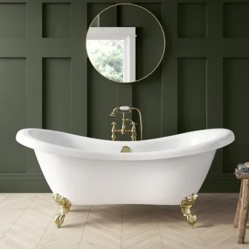 Tonbridge 1750mm Roll Top Bath - Brushed Brass Ball Feet