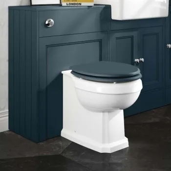 Hudson Traditional Back To Wall Toilet With Inky Blue Wooden Seat