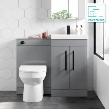 Avon Stone Grey Combination Vanity Basin and Miami Toilet 1000mm - Black Accents