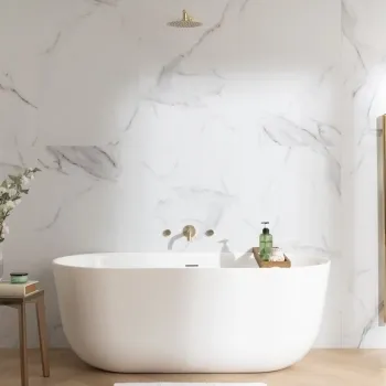 Trepanel Aqua Luxe® Bold Carrara Marble Effect Satin Embossed SPC Wall Panel 4 Pack ( Covers 2.80 SQM)