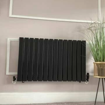 Faro Matt Black Double Flat Panel Horizontal Radiator 600x980mm