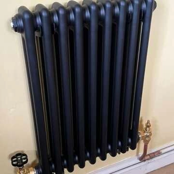 Athens Matt Black Double Column Horizontal Traditional Radiator 600x425mm