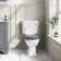 Hudson Traditional Close Coupled Toilet With Dove Grey Wooden Seat - Brushed Brass Lever