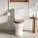 Alma Traditional Rimless Close Coupled Toilet With Oak Effect Wooden Soft Close Seat