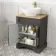 Lucia Graphite Grey Vanity with Oak Effect Top & Oval Counter Top Basin 640mm - Brass Knurled Handles