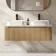 Sorrento Fluted Country Oak Double Wall Hung Drawer Vanity with Marble Top & Marin Basin 1200mm