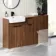 Sicily Fluted Black Walnut Combination Vanity Basin 1500mm (Excludes Toilet) - Black Accents