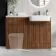 Sicily Fluted Black Walnut Basin Vanity and Back To Wall Toilet Unit 1200mm (Excludes Toilet) - Chrome Handles - Right Handed