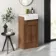 Sicily Fluted Black Walnut Vanity with Semi Recessed Basin 500mm - Brushed Brass Accents