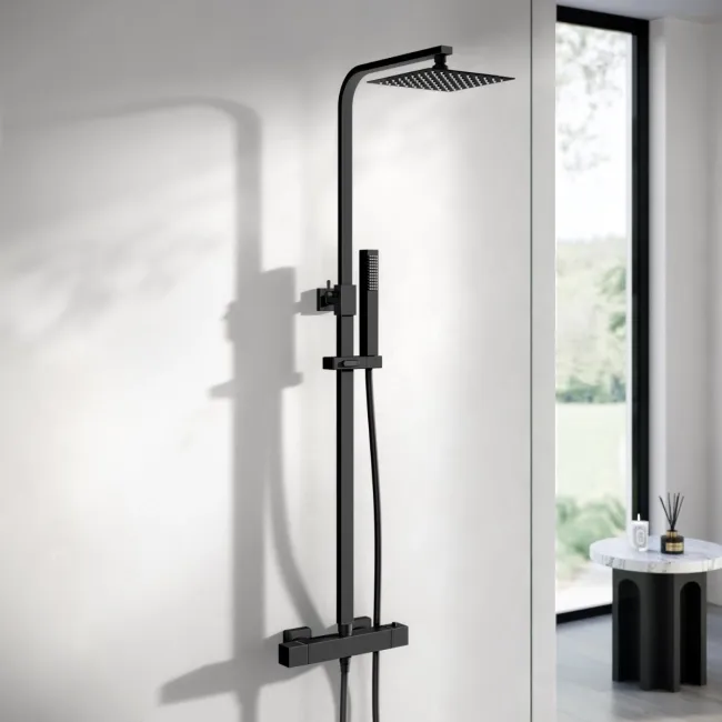 Matt Black Square Thermostatic Shower