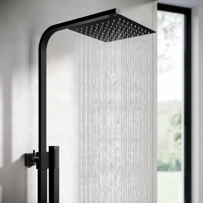 Matt Black Square Thermostatic Shower