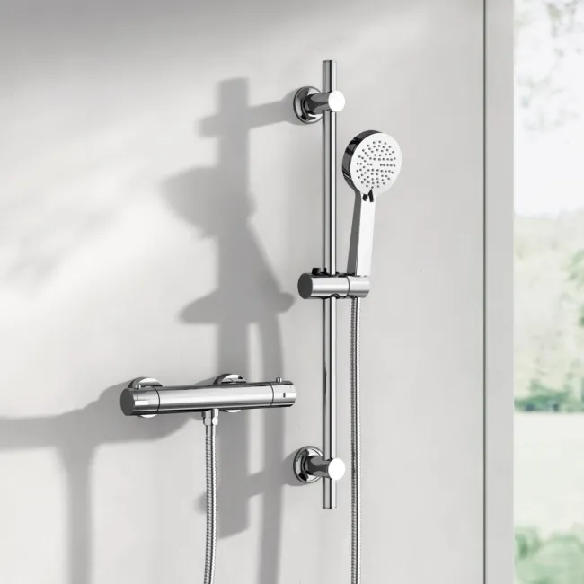 Aran Chrome Round Thermostatic Bar Shower Set