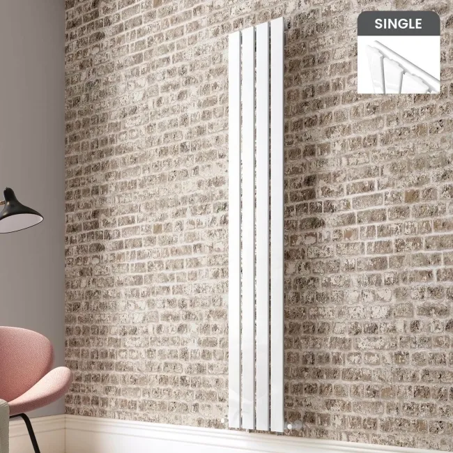 Faro White Single Flat Panel Vertical Radiator 1800x280mm