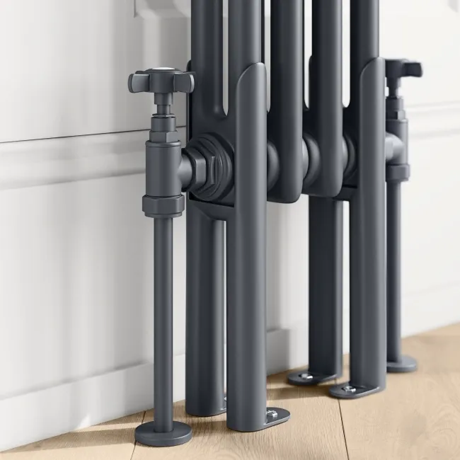 Athens Anthracite Double Column Vertical Traditional Radiator 1500x200mm