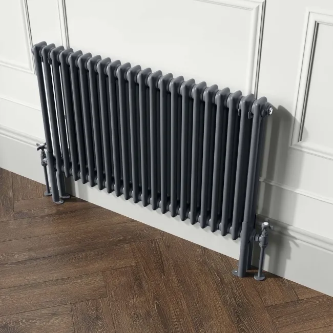 Athens Anthracite Double Column Horizontal Traditional Radiator 600x1010mm