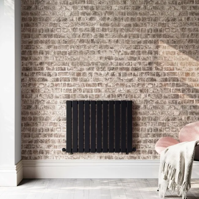 Faro Matt Black Double Flat Panel Horizontal Radiator 600x770mm